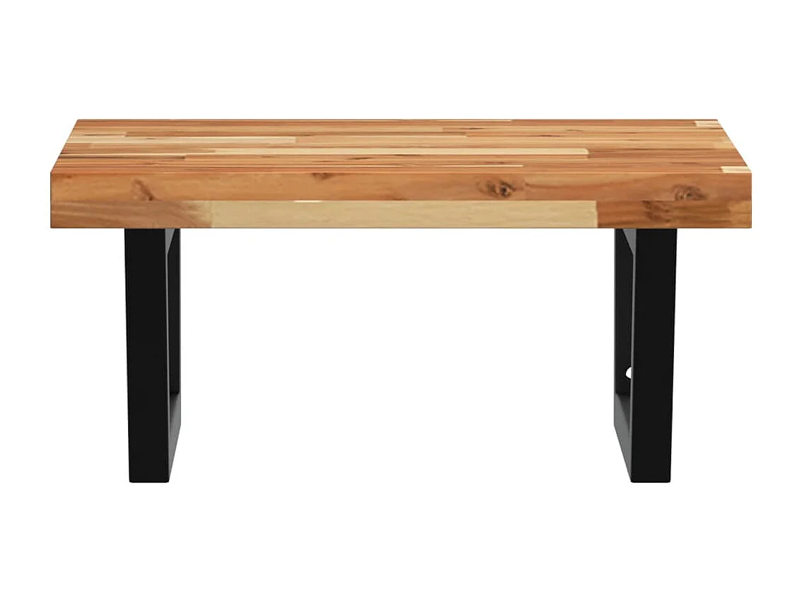 Meuble sous vasque murale acier et bois massif d'acacia FR795978