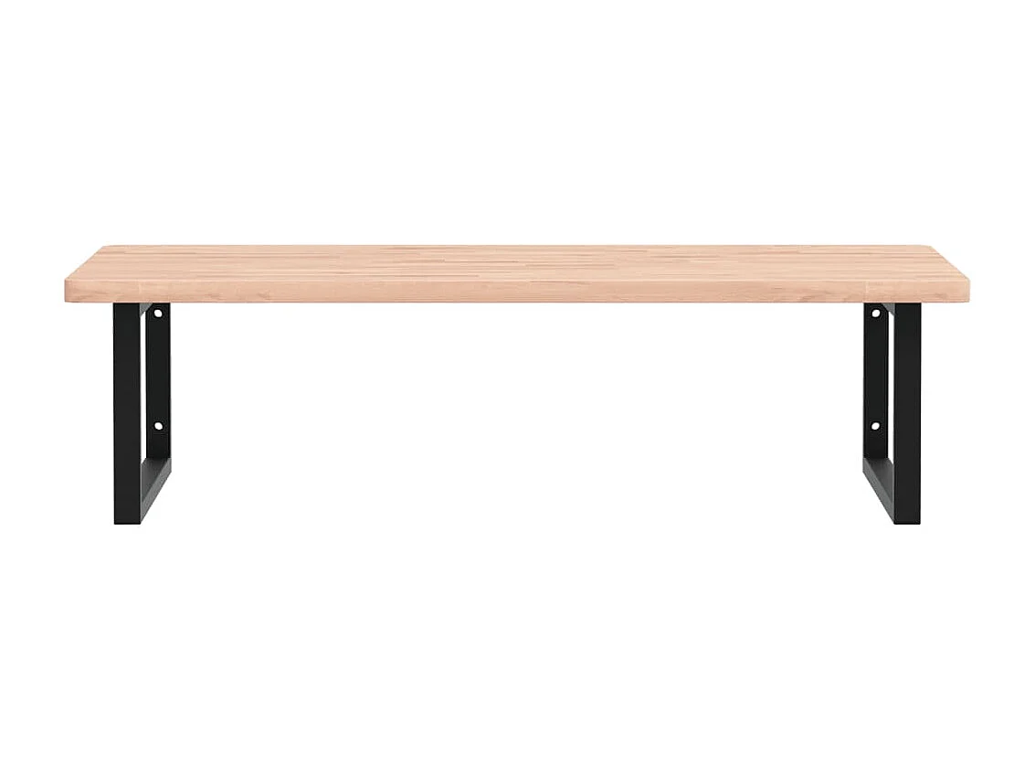 Estante de lavabo de pared de acero y madera maciza de haya ES199129