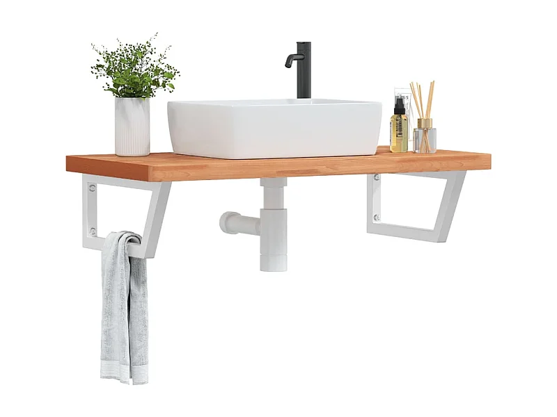 Badkamer wandschap staal en massief beukenhout BE353674