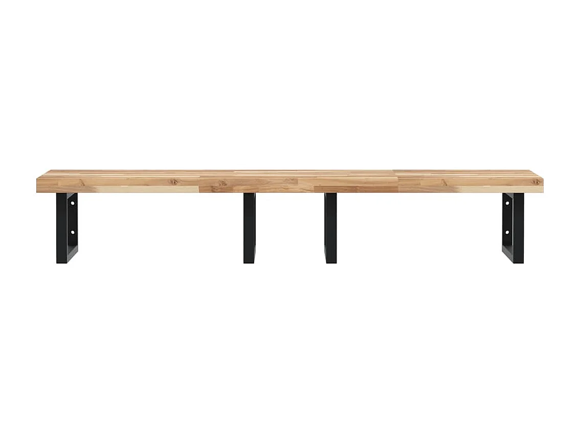 Meuble sous vasque murale acier et bois massif d'acacia FR887969