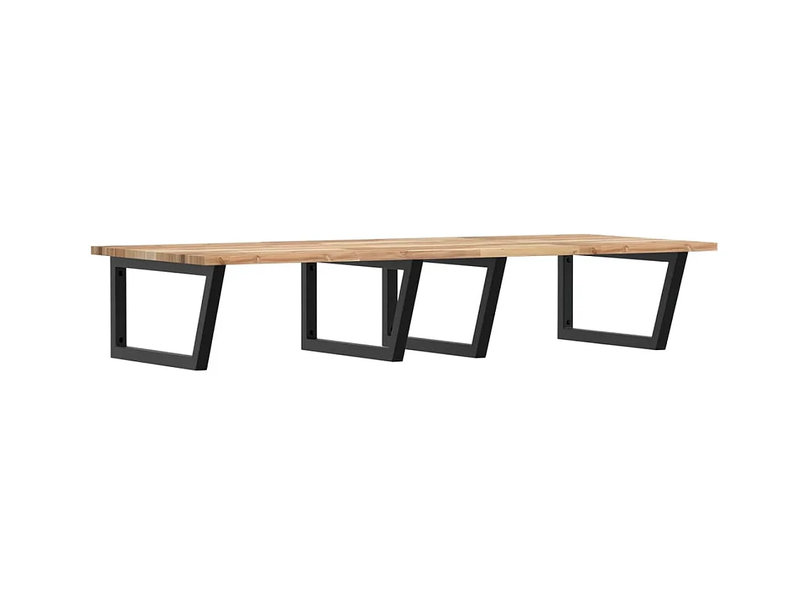Meuble sous vasque murale acier et bois massif d'acacia FR475177