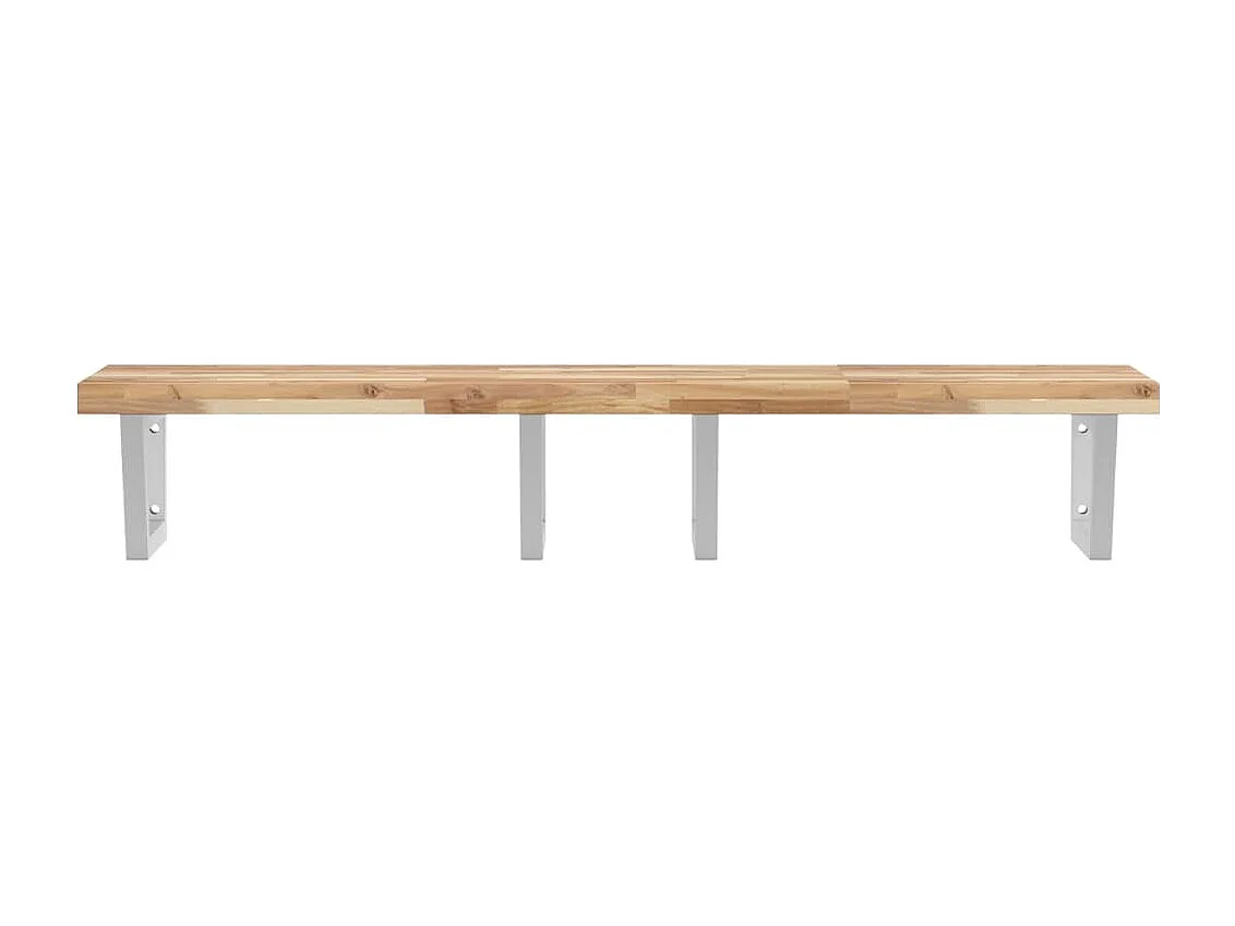 Meuble sous vasque murale acier et bois massif d'acacia FR918616