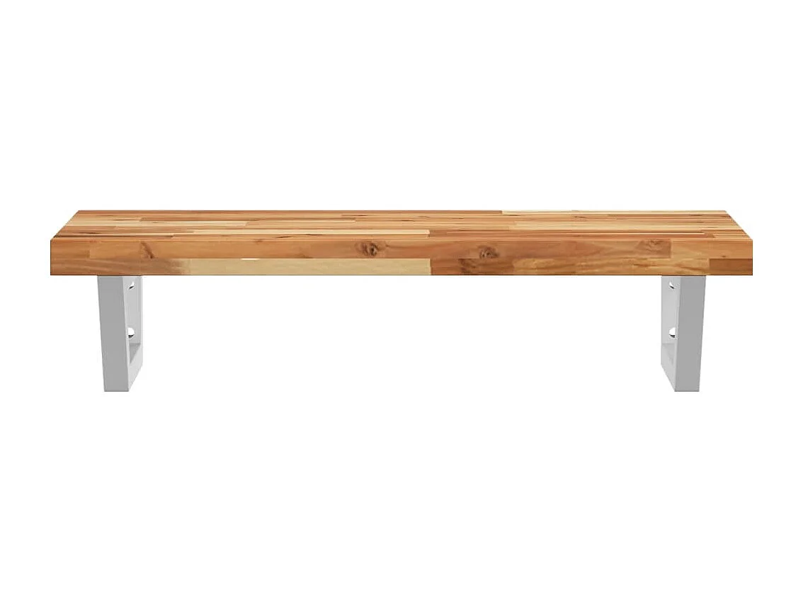 Meuble sous vasque murale acier et bois massif d'acacia FR915957