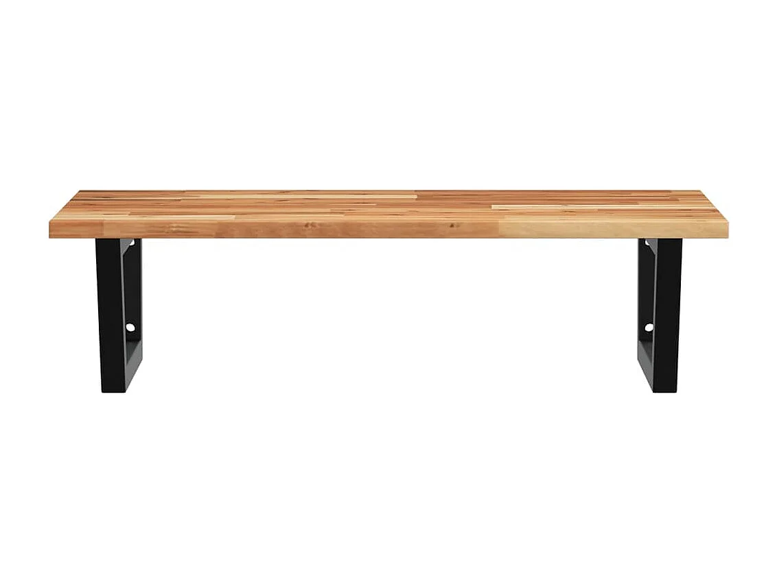 Meuble sous vasque murale acier et bois massif d'acacia FR640381