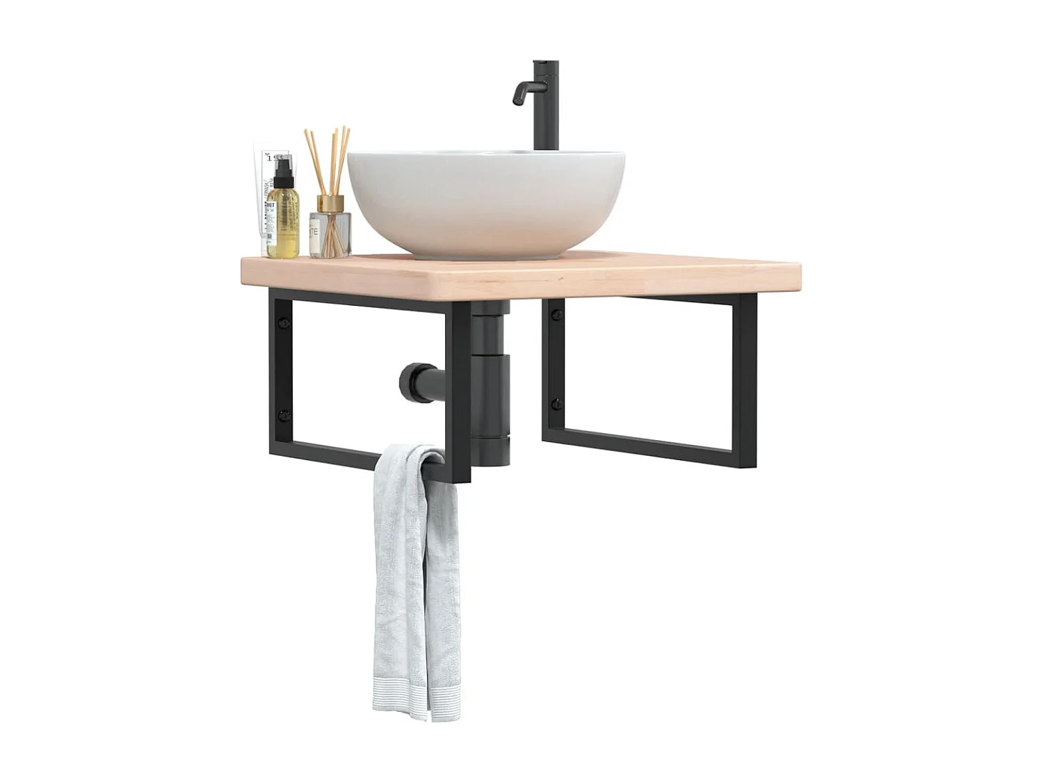 Badkamer wandschap staal en massief eikenhout BE714702