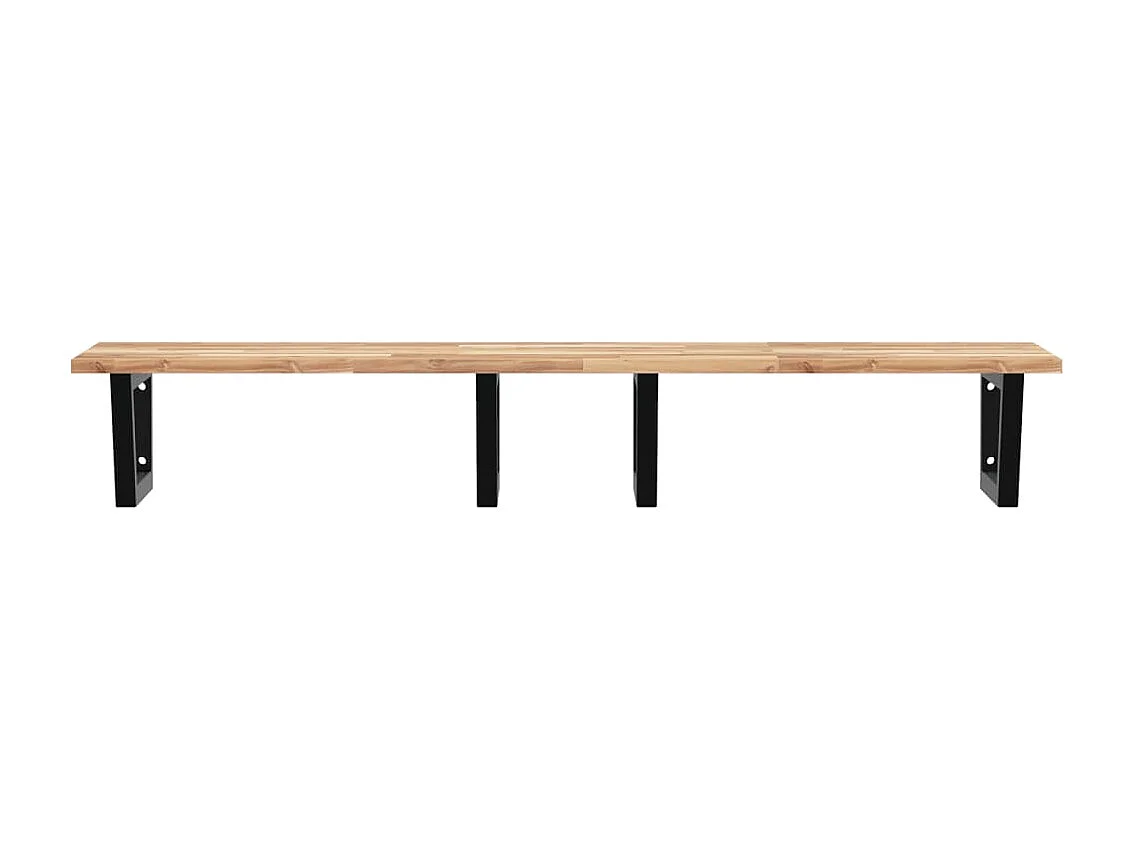 Meuble sous vasque murale acier et bois massif d'acacia FR277829