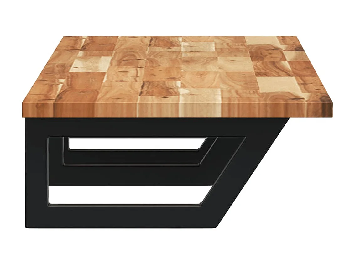 Meuble sous vasque murale acier et bois massif d'acacia FR609756