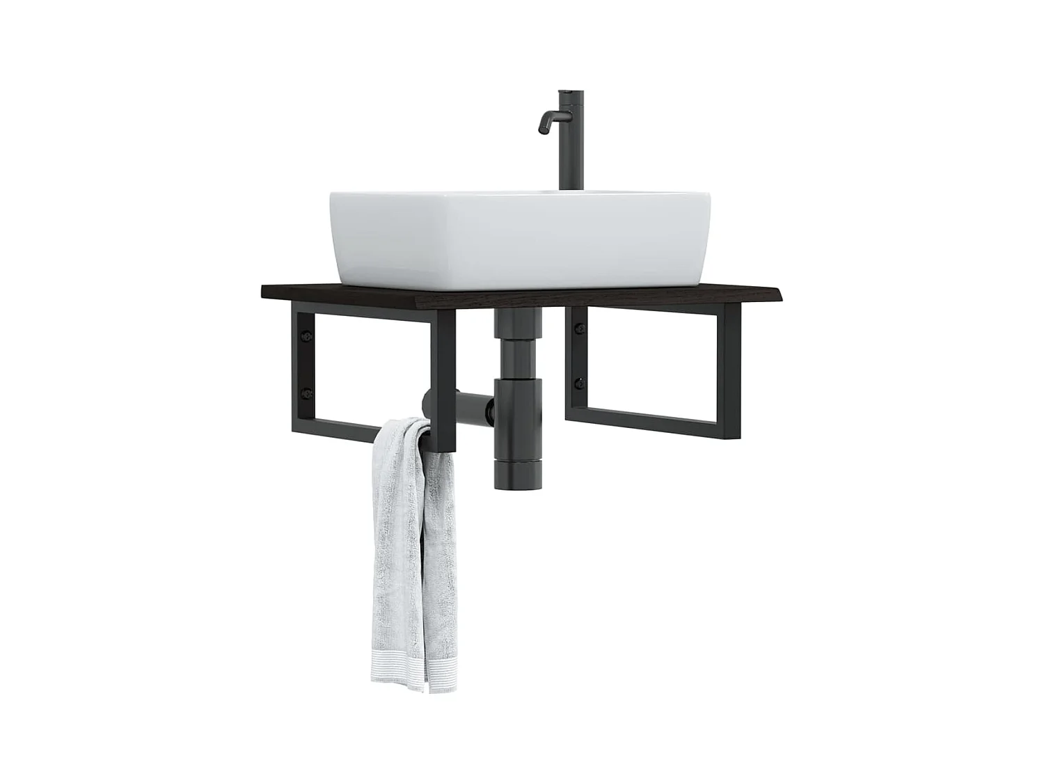 Badkamer wandschap staal en massief eikenhout BE789038