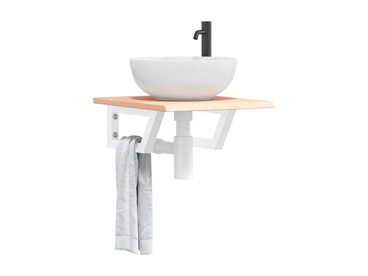 Badkamer wandschap staal en massief eikenhout BE687091