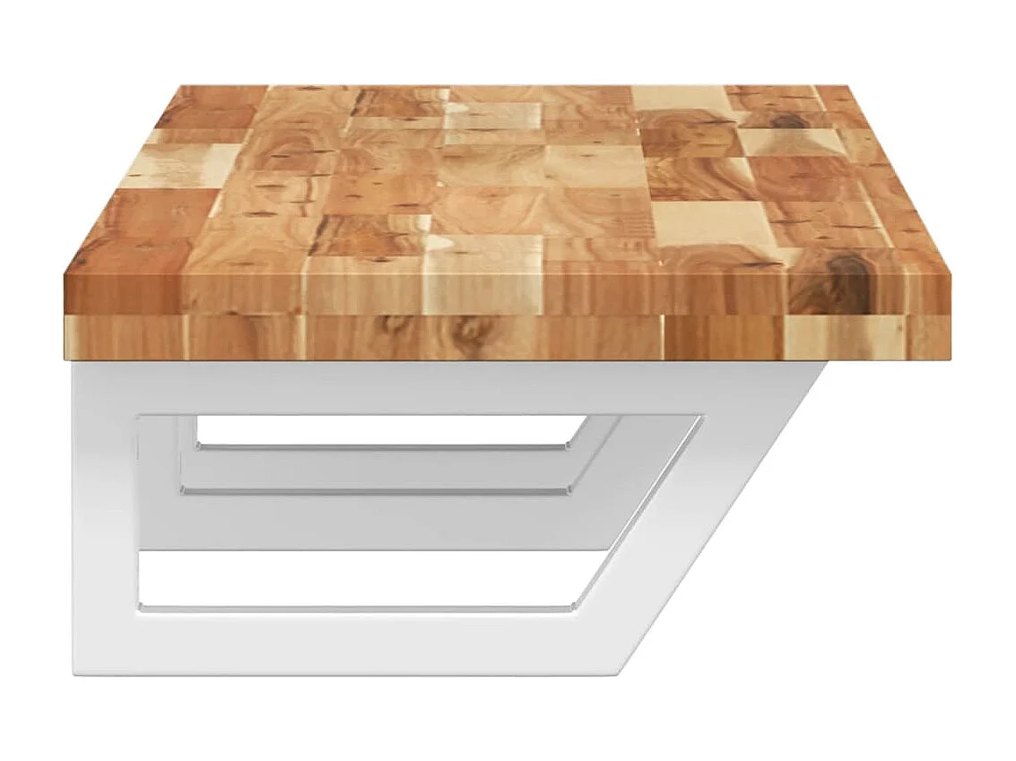 Meuble sous vasque murale acier et bois massif d'acacia FR832178