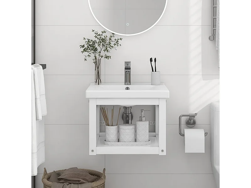 Meuble + vasque mural Blanc 40x38x31 cm Fer FR519336