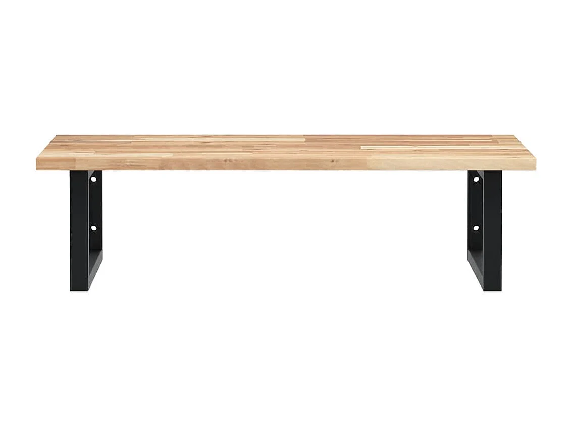 Meuble sous vasque murale acier et bois massif d'acacia FR494127