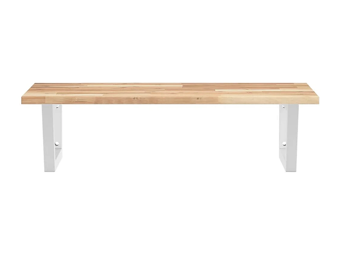 Meuble sous vasque murale acier et bois massif d'acacia FR823259