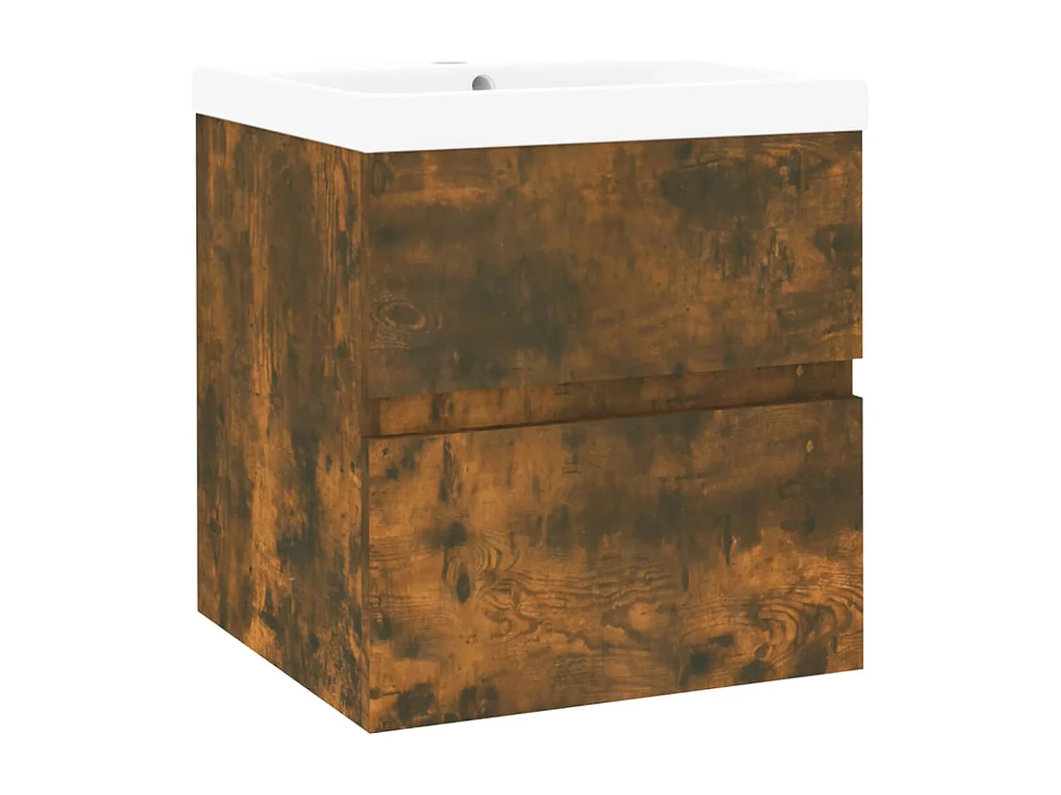 Meuble lavabo + Vasque intégré Chêne fumé Bois d'ingénierie FR737427