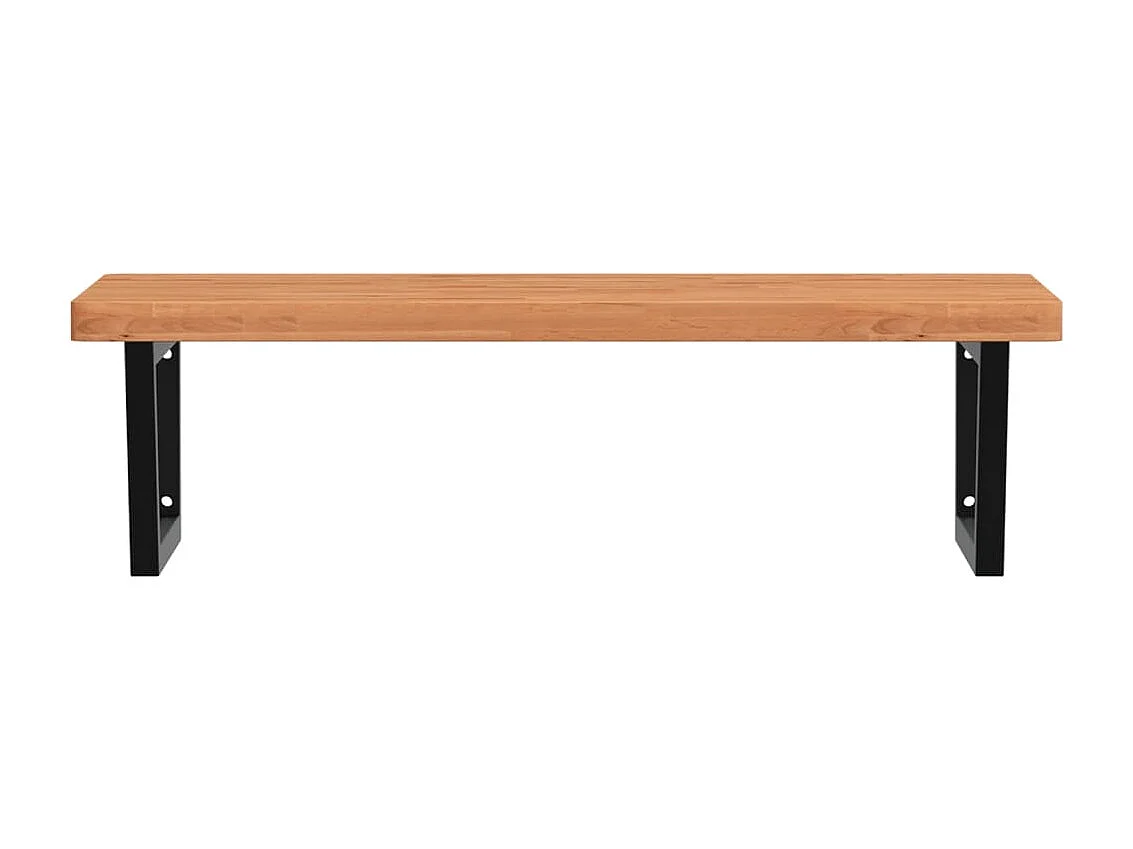 Estante de lavabo de pared de acero y madera maciza de haya ES734084