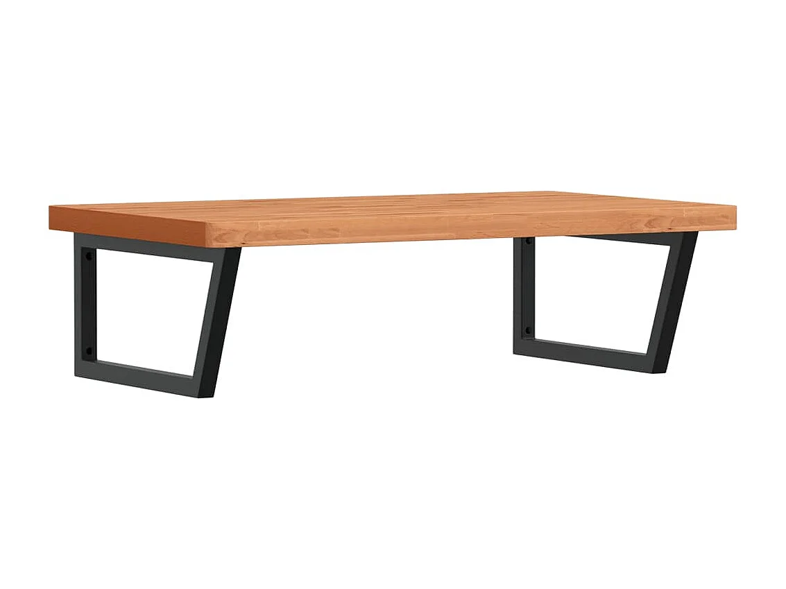 Estante de lavabo de pared de acero y madera maciza de haya ES734084