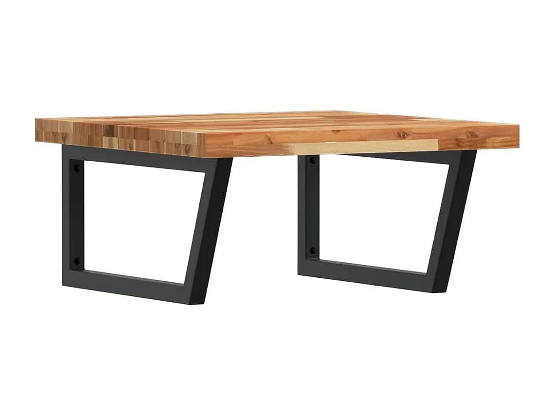 Meuble sous vasque murale acier et bois massif d'acacia FR375544