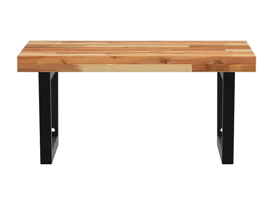 Meuble sous vasque murale acier et bois massif d'acacia FR375544