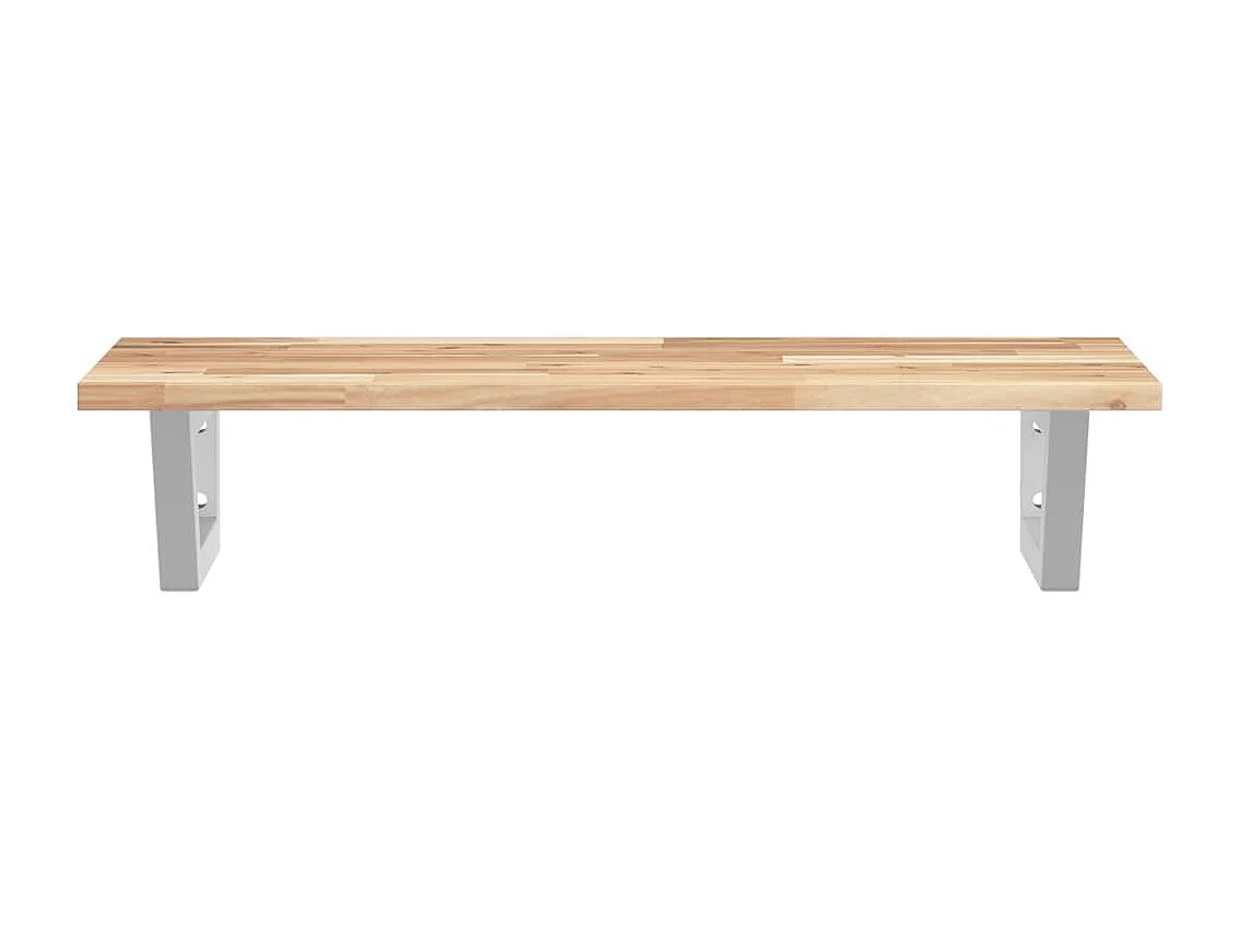 Meuble sous vasque murale acier et bois massif d'acacia FR696082