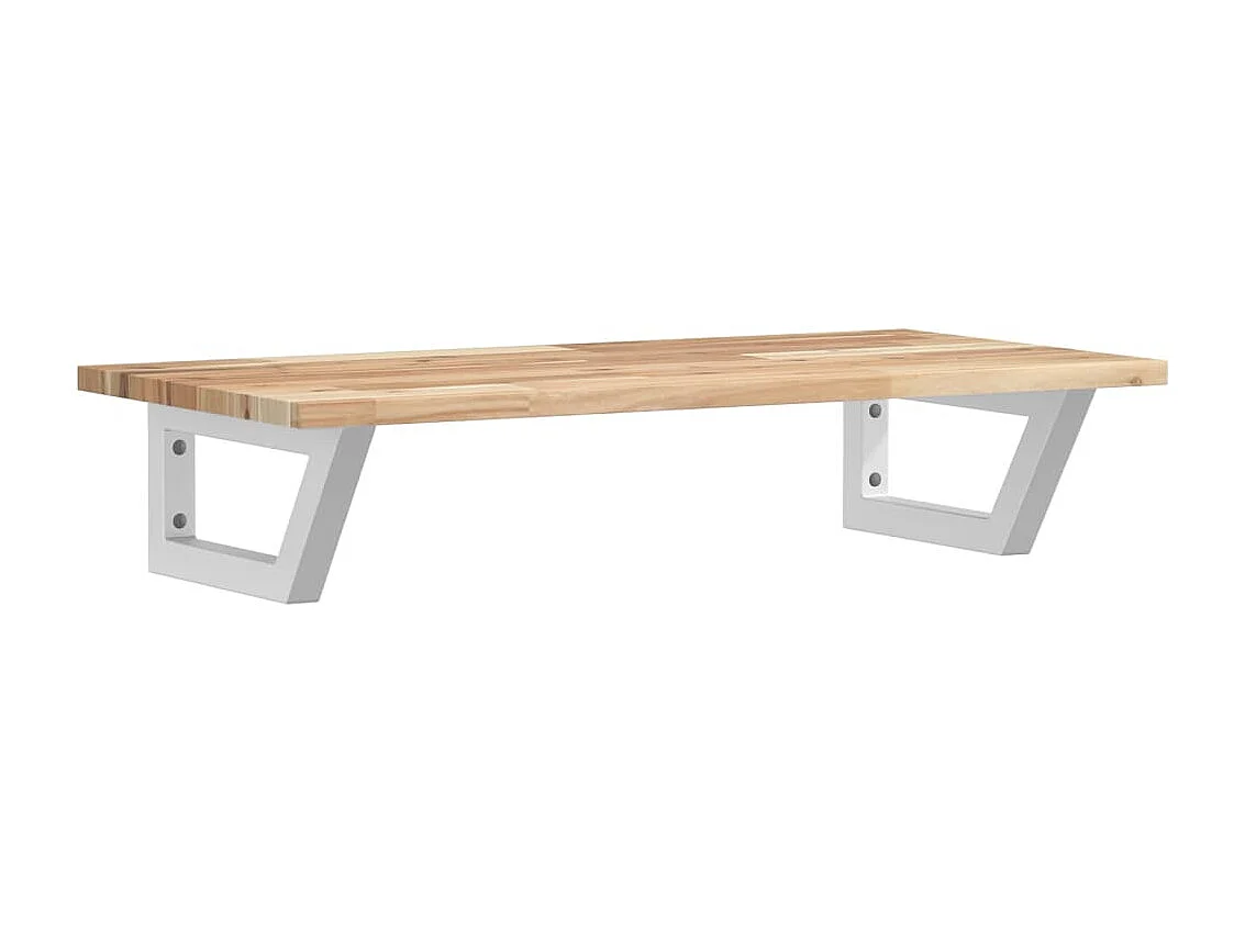 Meuble sous vasque murale acier et bois massif d'acacia FR696082