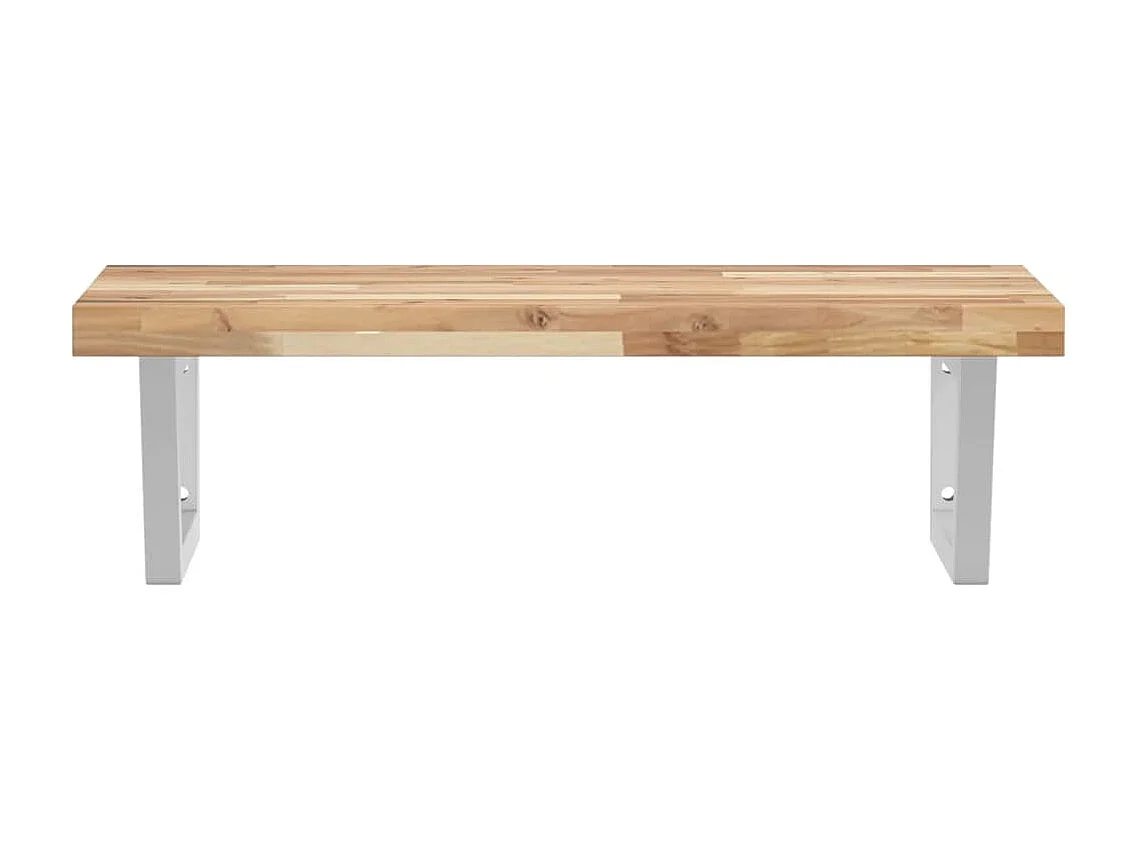 Meuble sous vasque murale acier et bois massif d'acacia FR445319