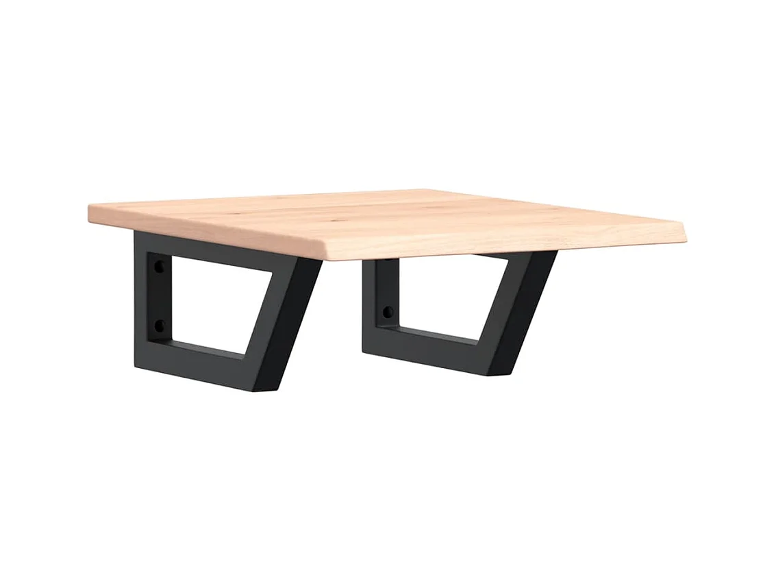 Estante de lavabo de pared de acero y madera maciza de roble ES925795