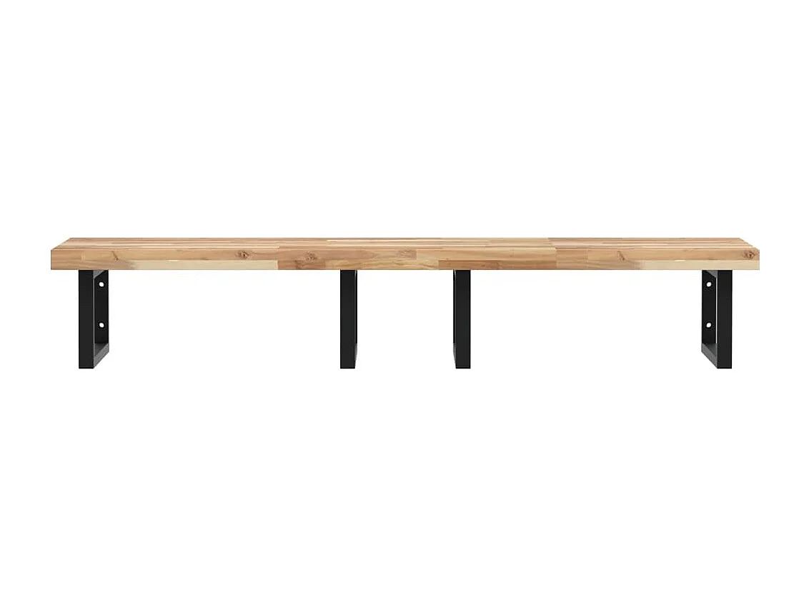 Meuble sous vasque murale acier et bois massif d'acacia FR236778