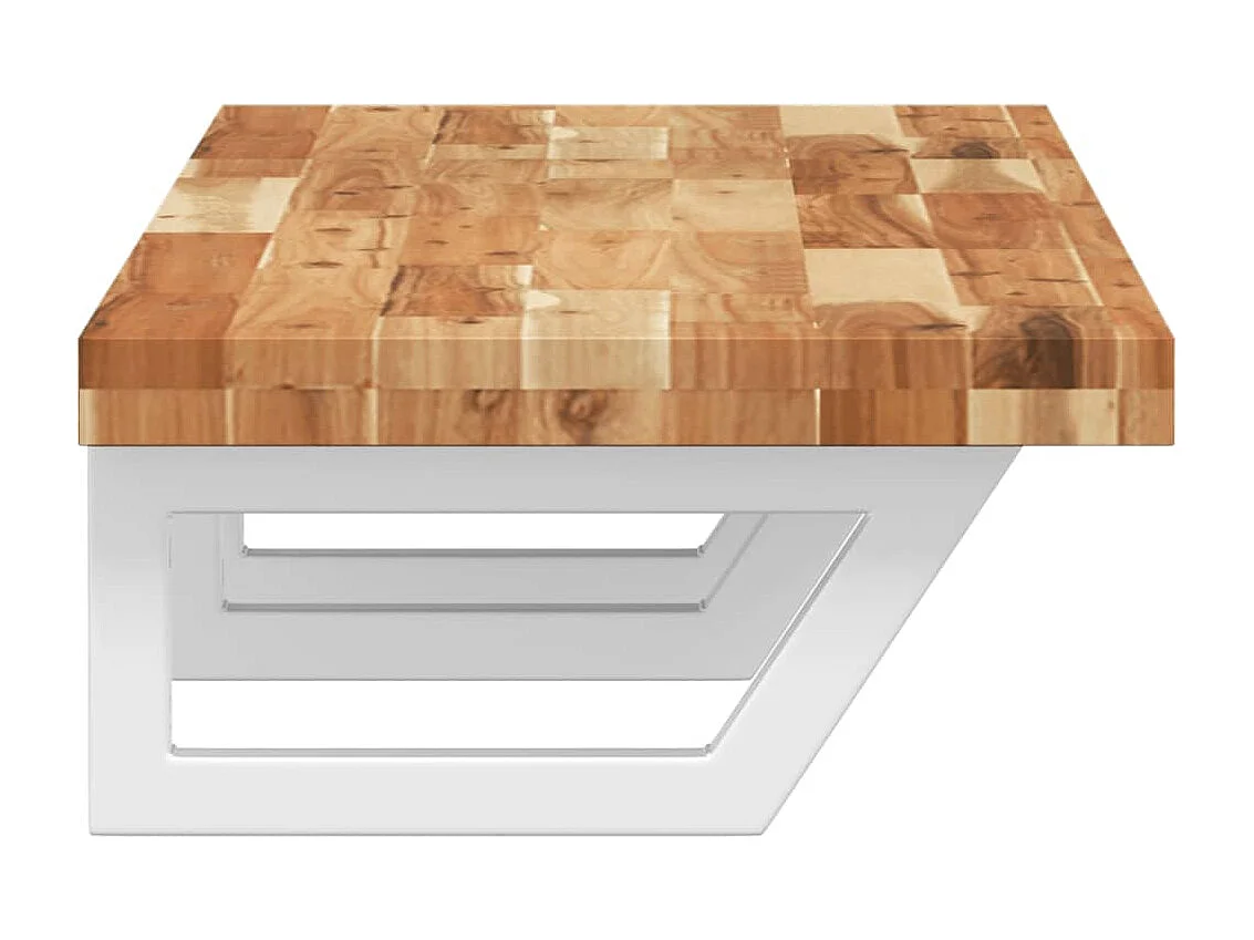 Meuble sous vasque murale acier et bois massif d'acacia FR771773