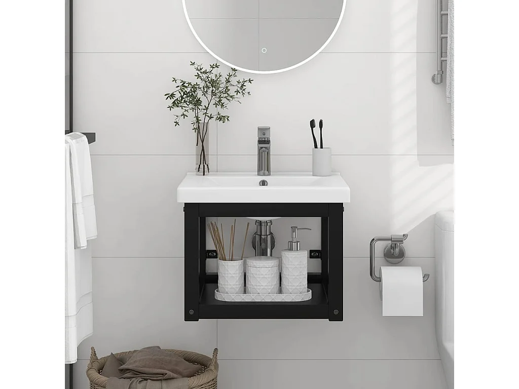 Estructura de lavabo suspendido hierro negro 40x38x31 cm ES859215