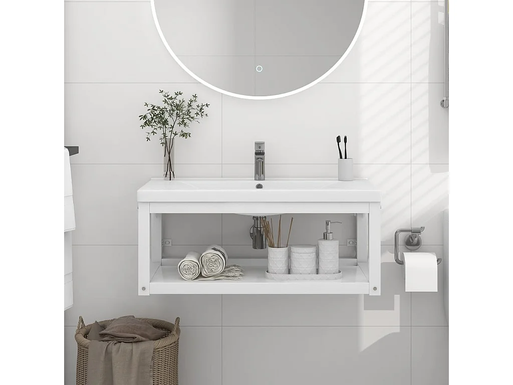 Meuble + vasque mural Blanc 79x38x31 cm Fer FR625264