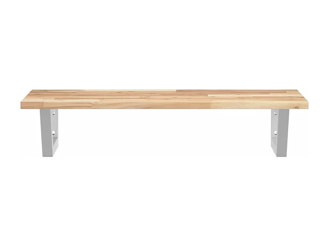 Meuble sous vasque murale acier et bois massif d'acacia FR231139