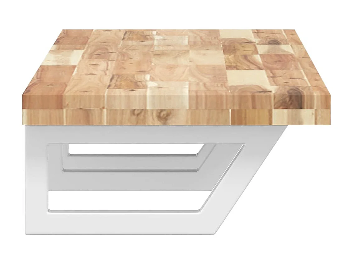 Meuble sous vasque murale acier et bois massif d'acacia FR148788