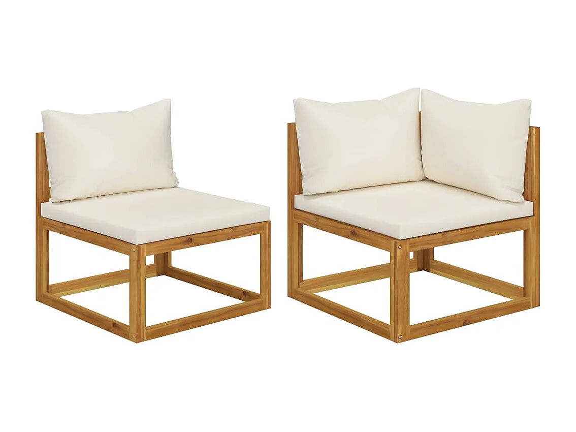 Conjunto de sofás 2 pcs c/ almofadões branco nata acácia maciça PT262045