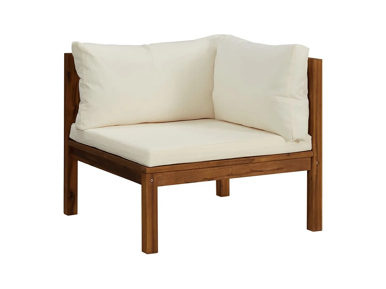 Ensemble de canapés 2 pcs et coussins blanc crème Acacia solide FR73309