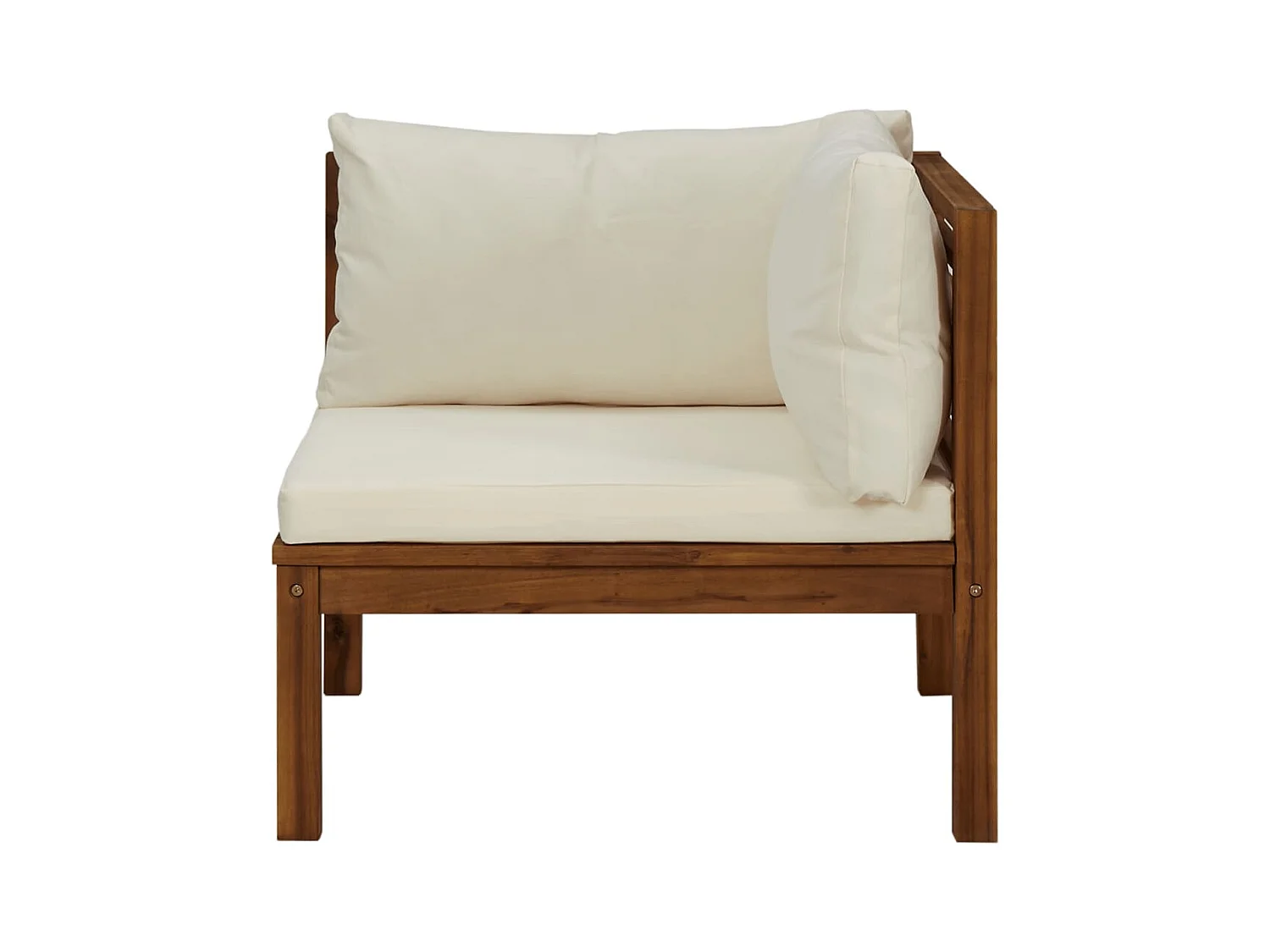 Ensemble de canapés 2 pcs et coussins blanc crème Acacia solide FR73309