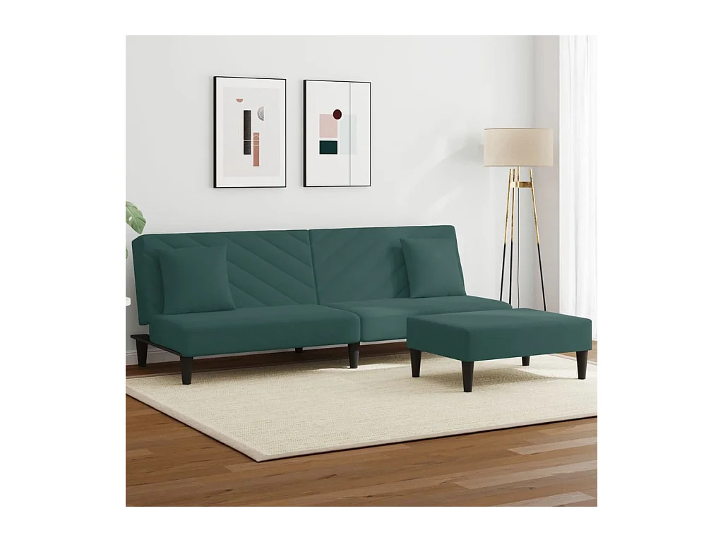 Lot de 2 Ensemble de canapés avec coussins vert foncé velours FR141998