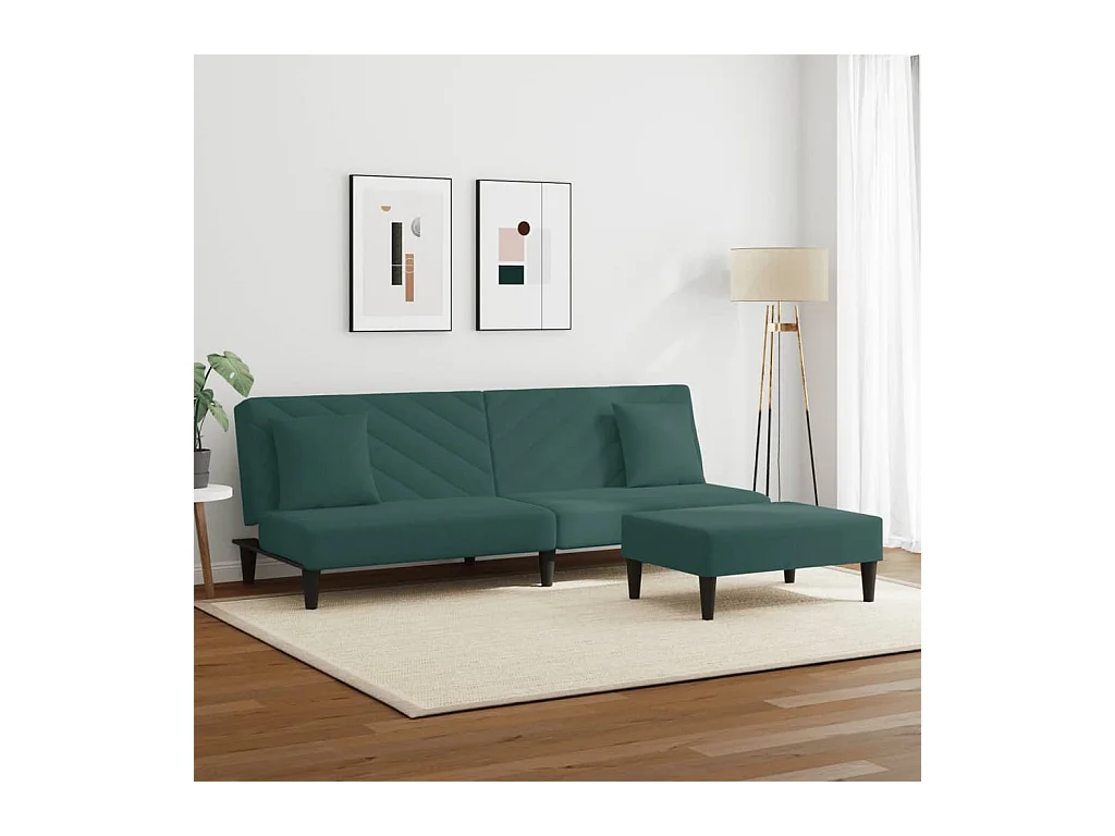 Lot de 2 Ensemble de canapés avec coussins vert foncé velours FR141998