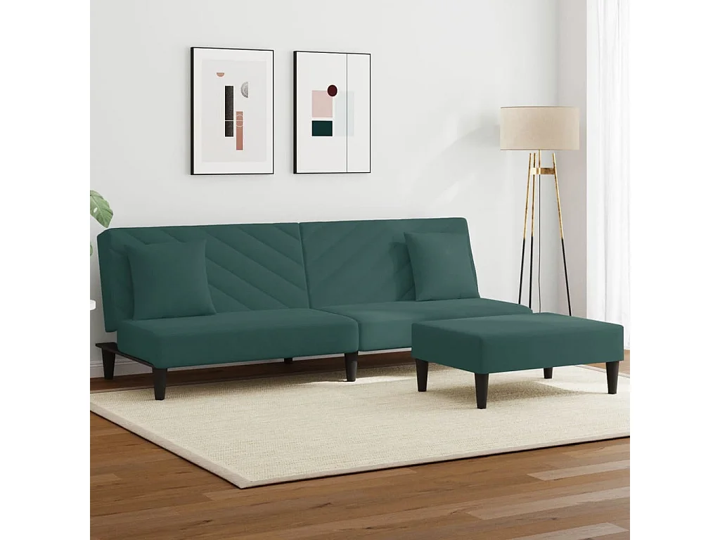 Lot de 2 Ensemble de canapés avec coussins vert foncé velours FR141998