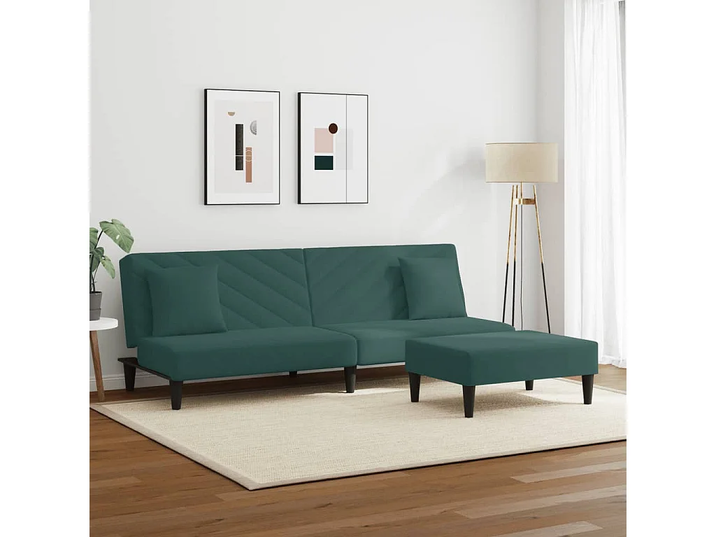 Lot de 2 Ensemble de canapés avec coussins vert foncé velours FR141998