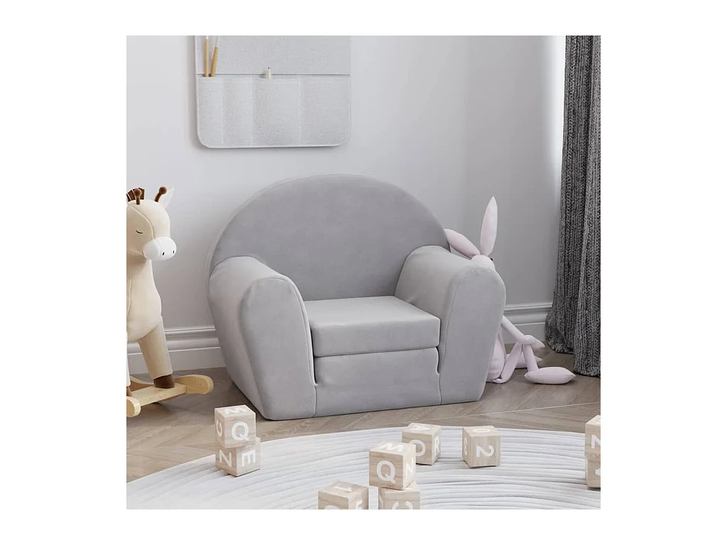 Canapé convertible pour enfants gris clair peluche douce FR683944