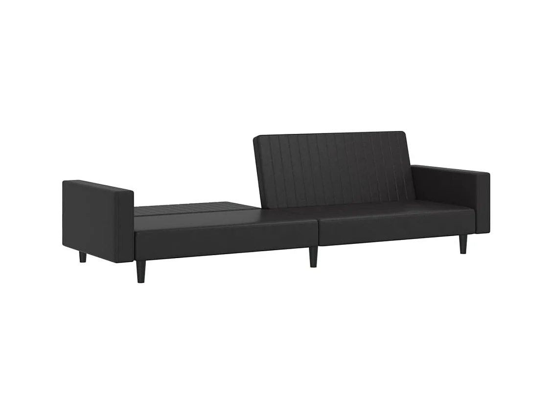 Canapé convertible 2 places noir similicuir FR466091