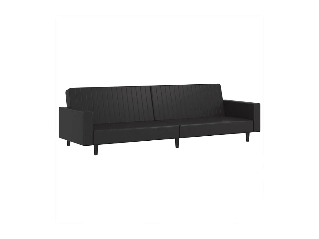Canapé convertible 2 places noir similicuir FR466091