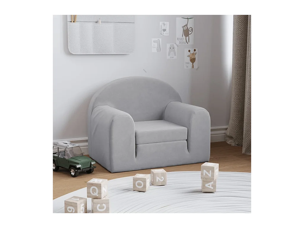 Canapé convertible pour enfants gris clair peluche douce FR473524