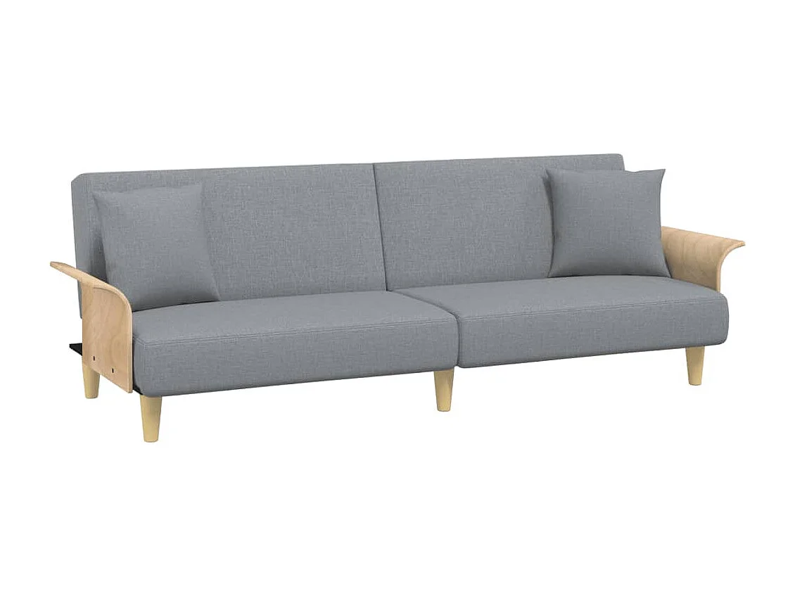 Canapé convertible à 2 places avec oreillers et repose-pied gris clair FR430504