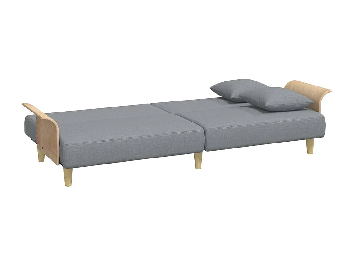 Canapé convertible à 2 places avec oreillers et repose-pied gris clair FR430504
