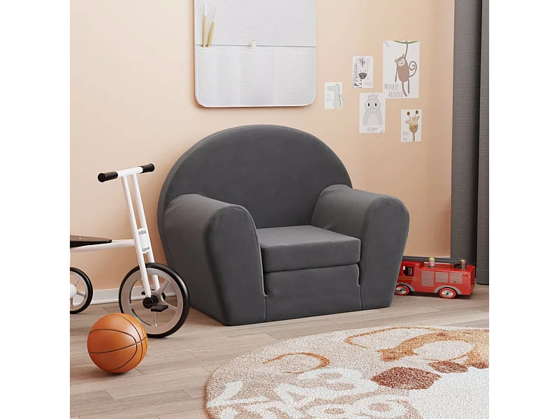 Sofá cama infantil felpa suave gris antracita ES704507