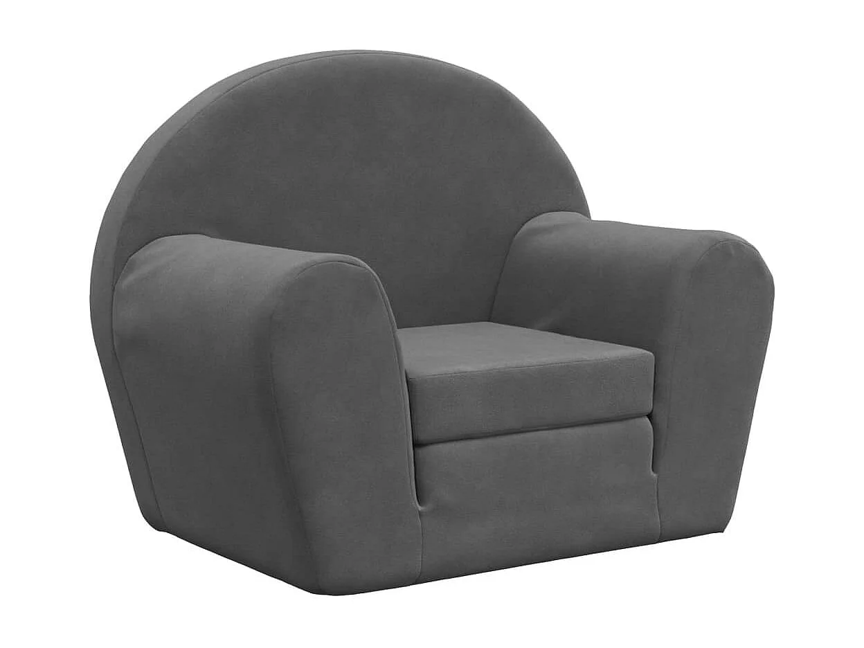 Canapé convertible pour enfants anthracite peluche douce FR169127