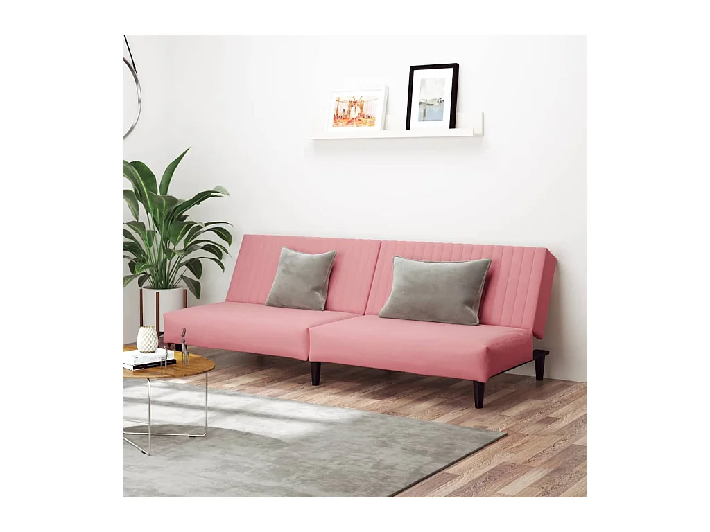 Canapé convertible à 2 places rose velours FR918237