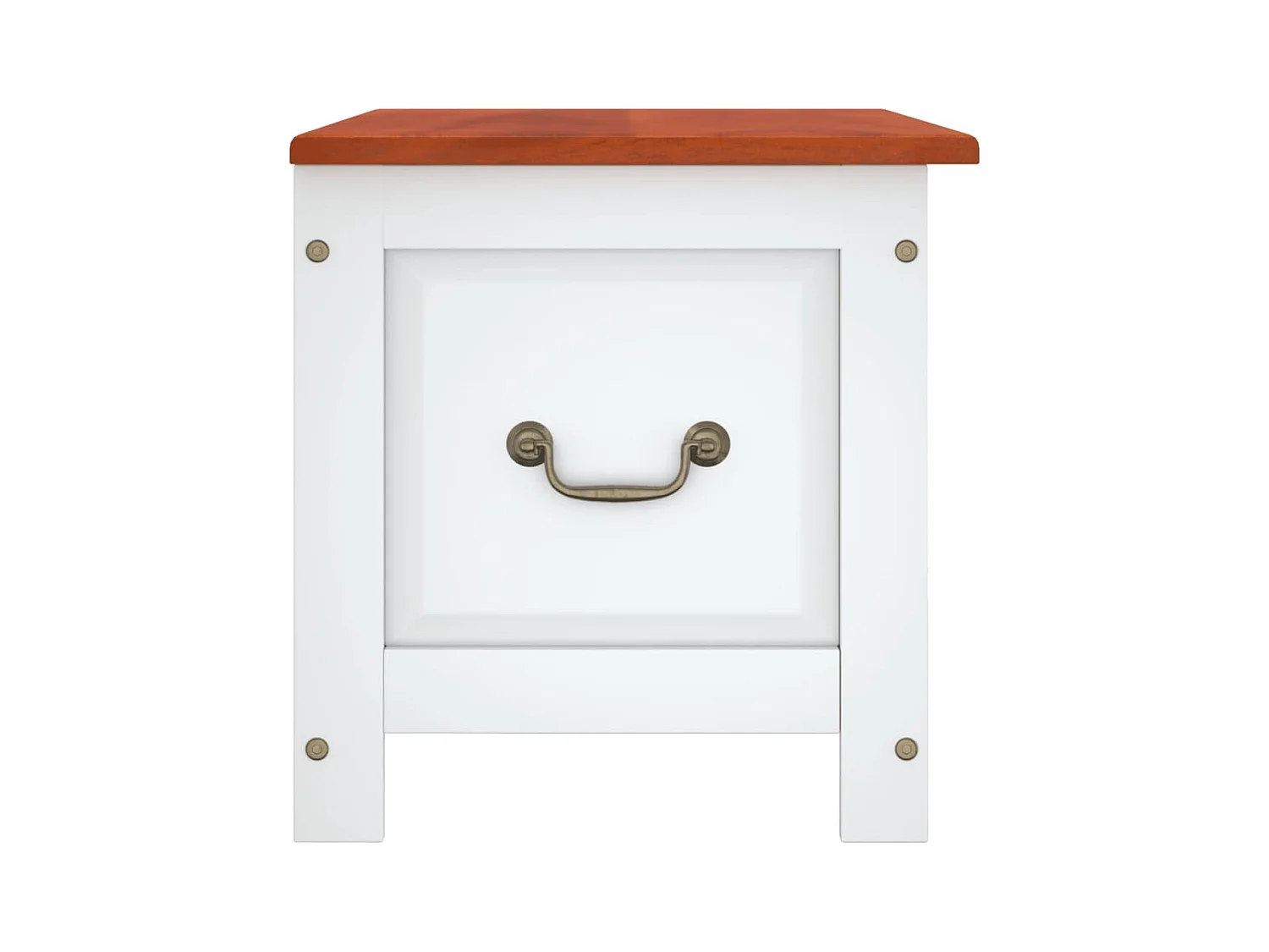 Coffre de rangement et couvercle marron et blanc bois d'acacia FR661711