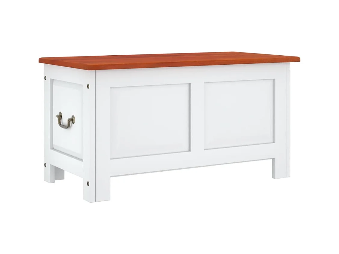 Coffre de rangement et couvercle marron et blanc bois d'acacia FR661711